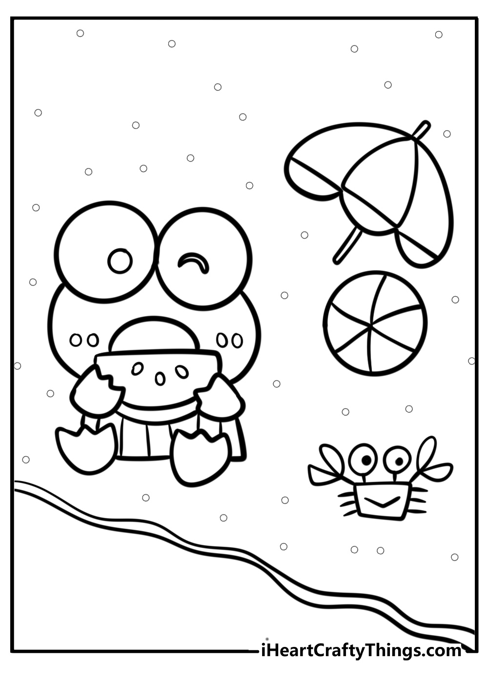 Keroppi enjoying a sunny day printable coloring page