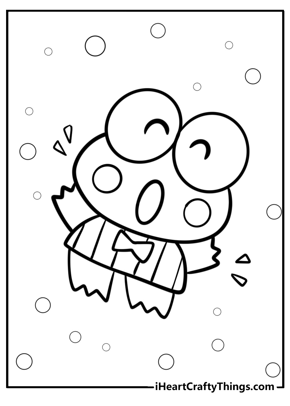 Keroppi jumping with joy fun printable coloring sheet