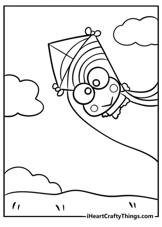 Keroppi on an adventure detailed coloring sheet