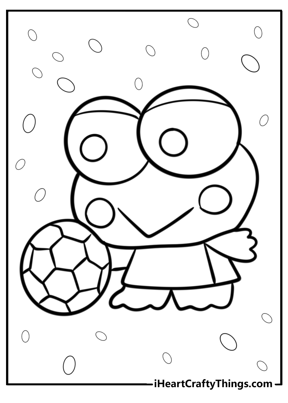 Keroppi playing with a ball free printable coloring page