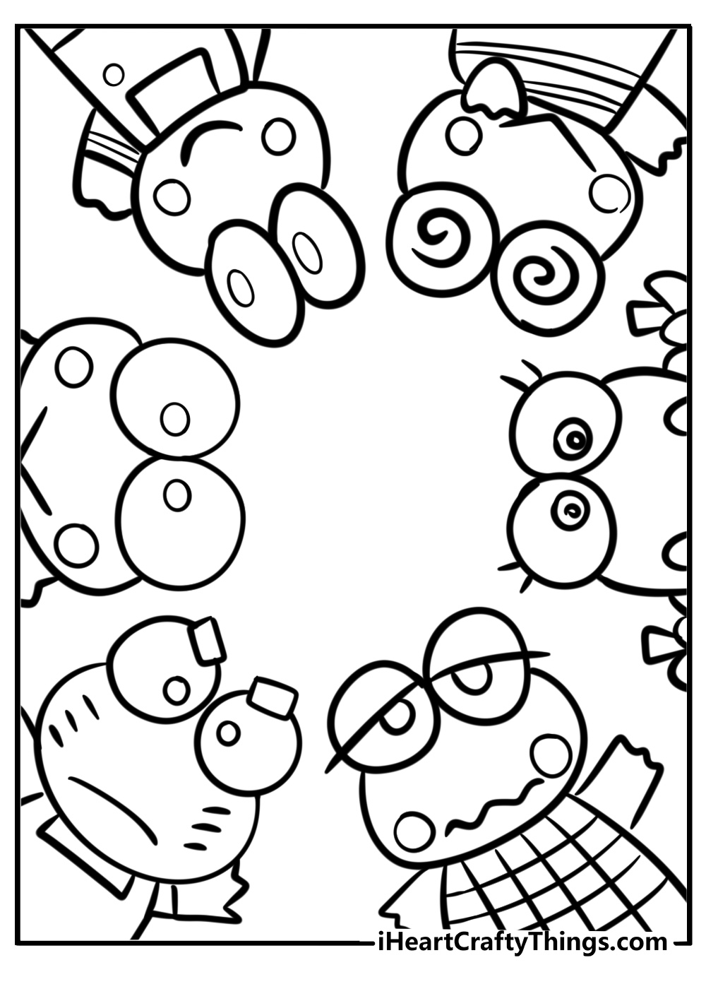 Keroppi playing with a frog friend detailed coloring sheet