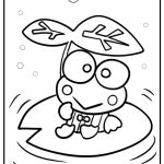 Keroppi smiling by a pond coloring page for kids