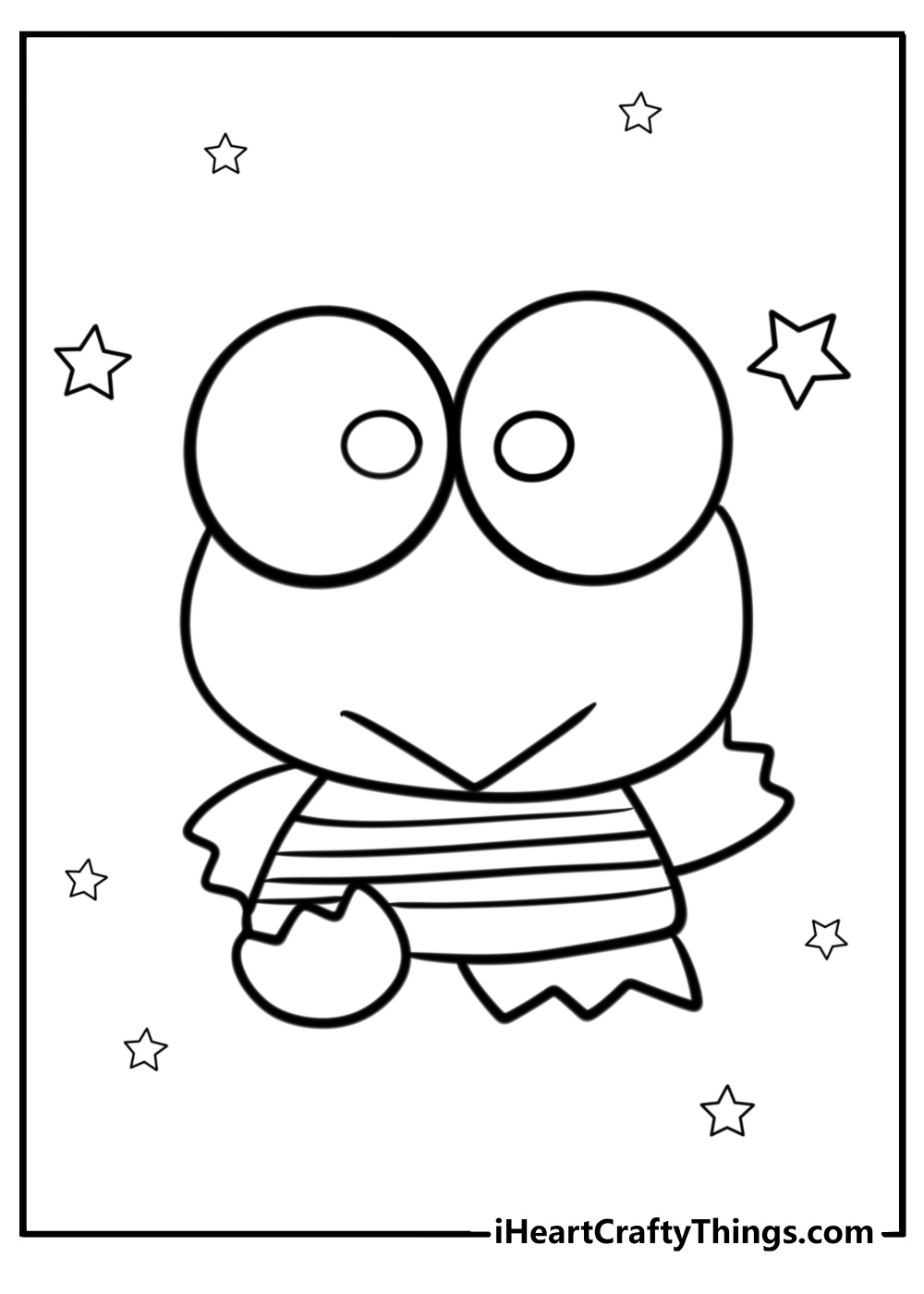 Keroppi waving hello free coloring page pdf