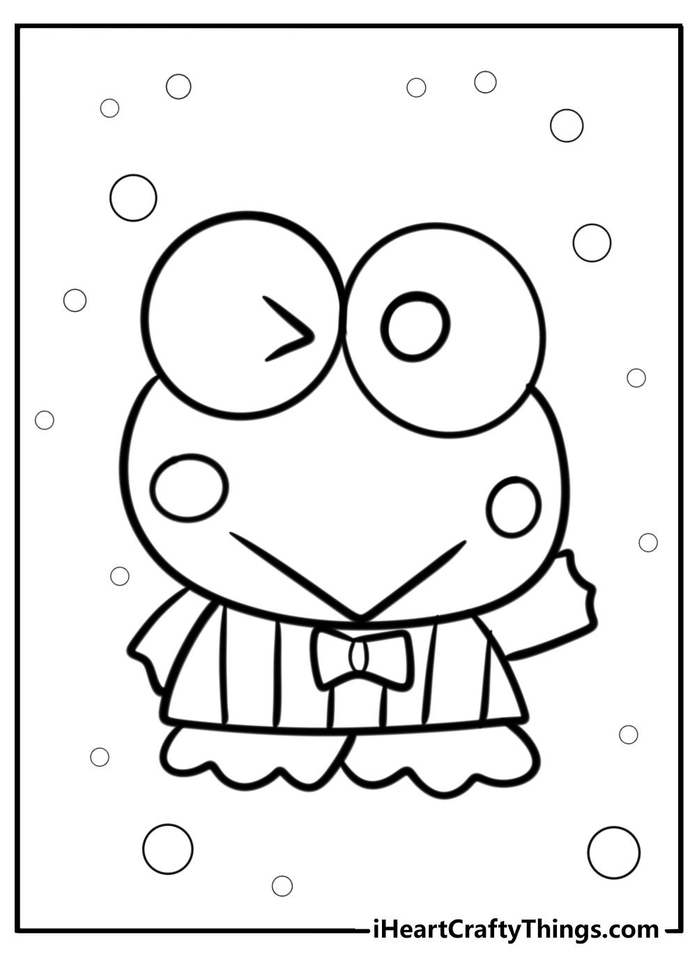 Keroppi wearing a bow tie fun coloring sheet