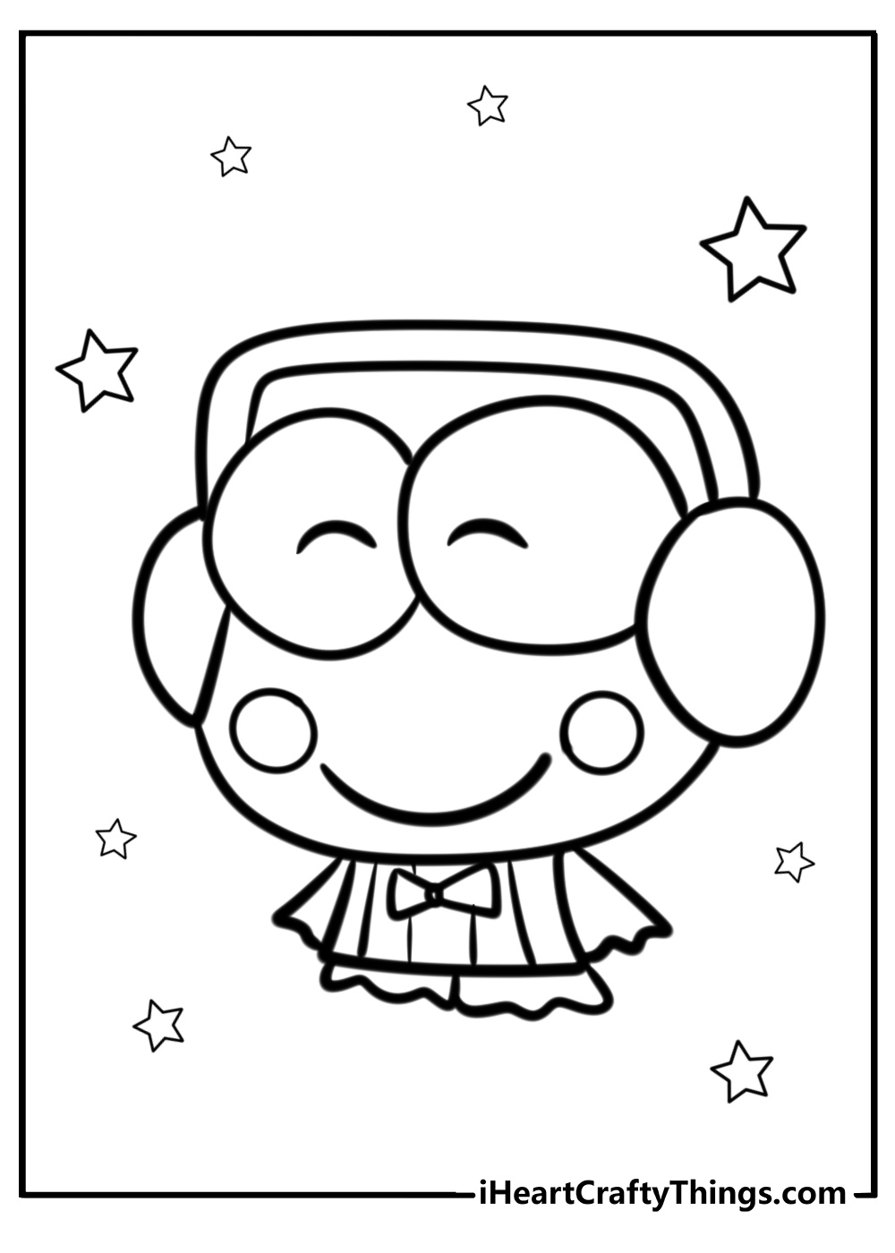 Keroppi with a big smile free coloring page pdf