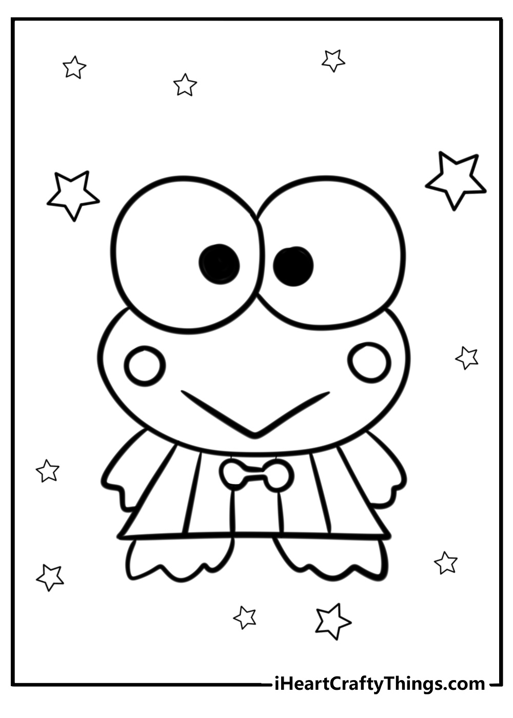 Keroppi with a cute bow tie printable coloring page