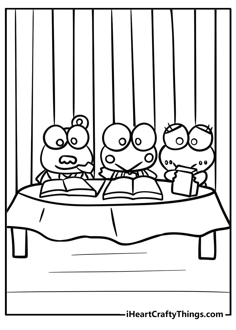 Keroppi with his family detailed coloring sheet