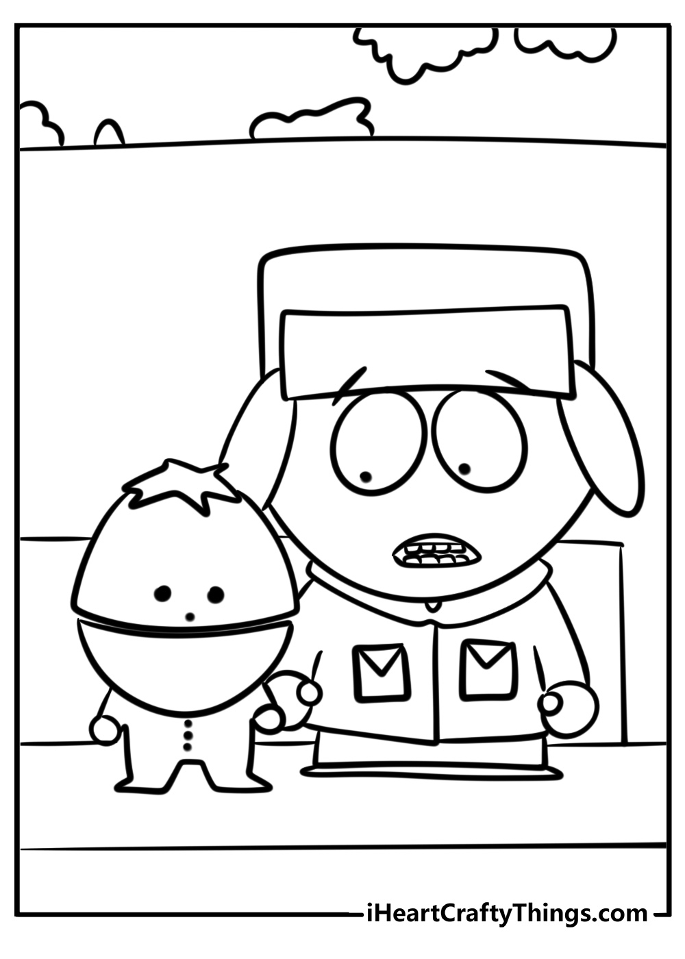 Kyle and ike having a conversation fun south park coloring sheet