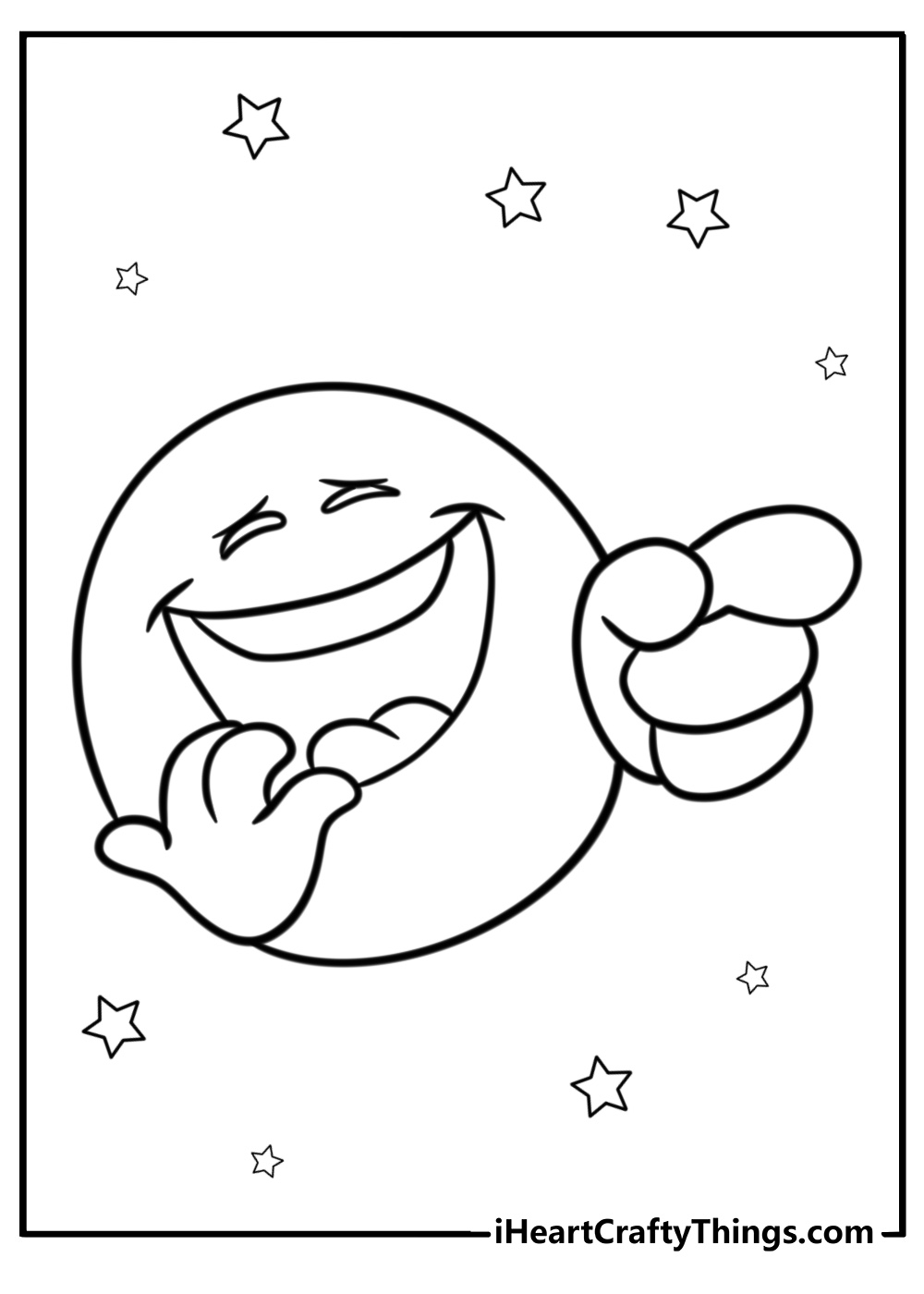 Laughing smiley face detailed coloring sheet for kids