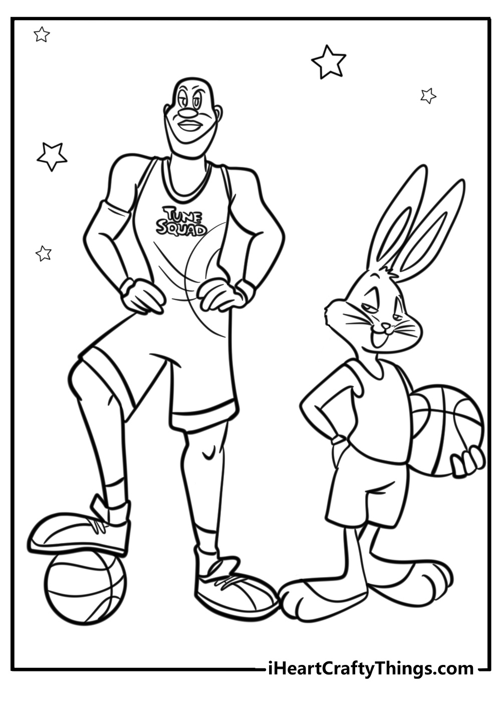 Lebron james and looney tunes from space jam coloring pages