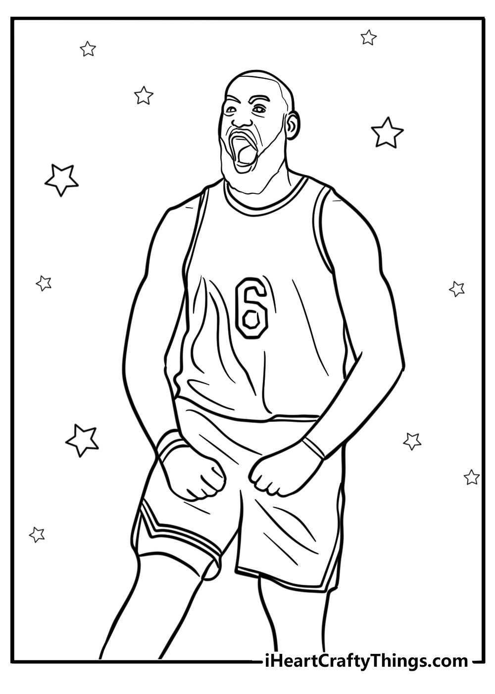 Lebron james celebrating a victory coloring page