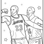 Lebron james celebrating with lakers teammates coloring page