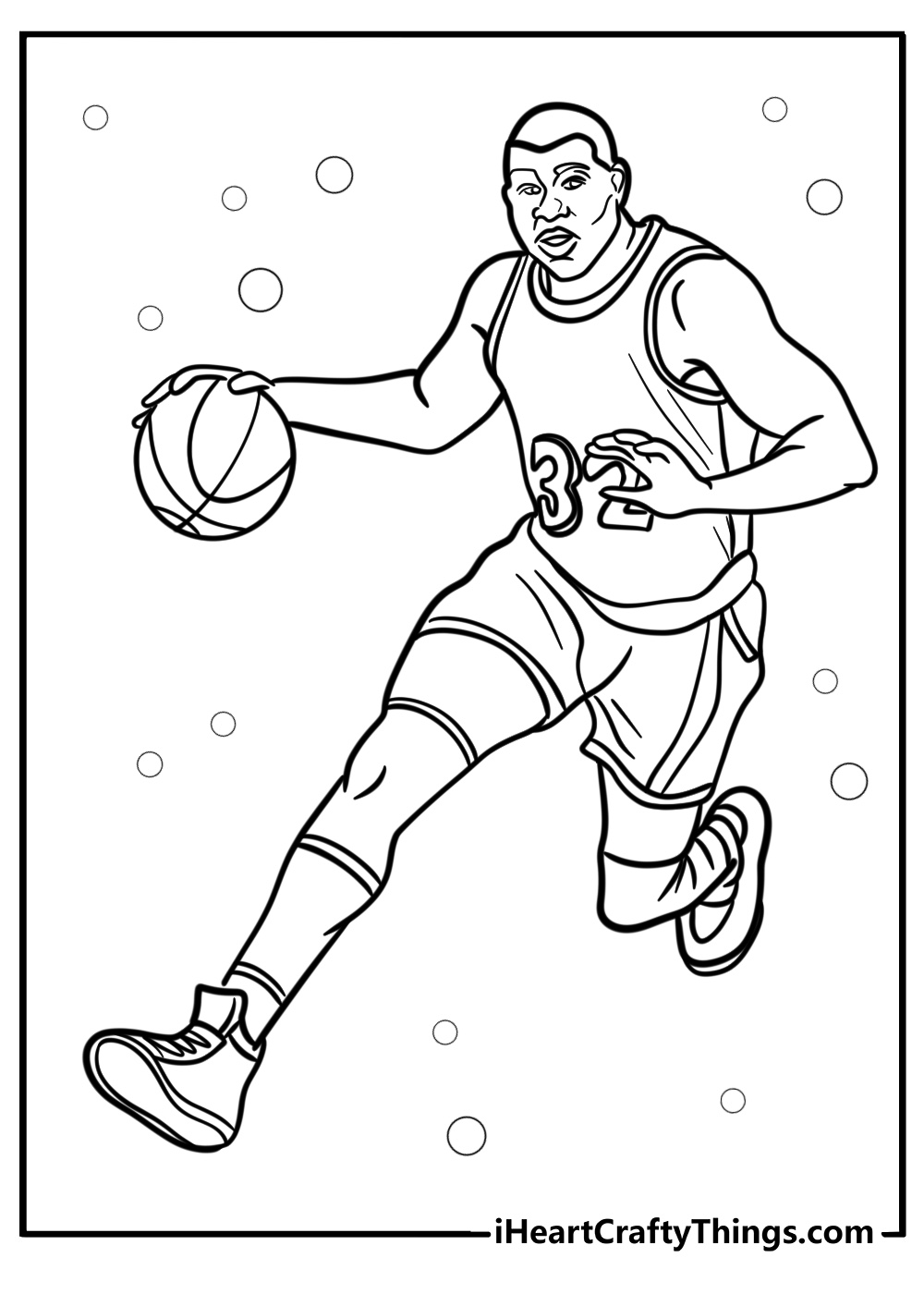 Lebron james dribbling a basketball printable to color