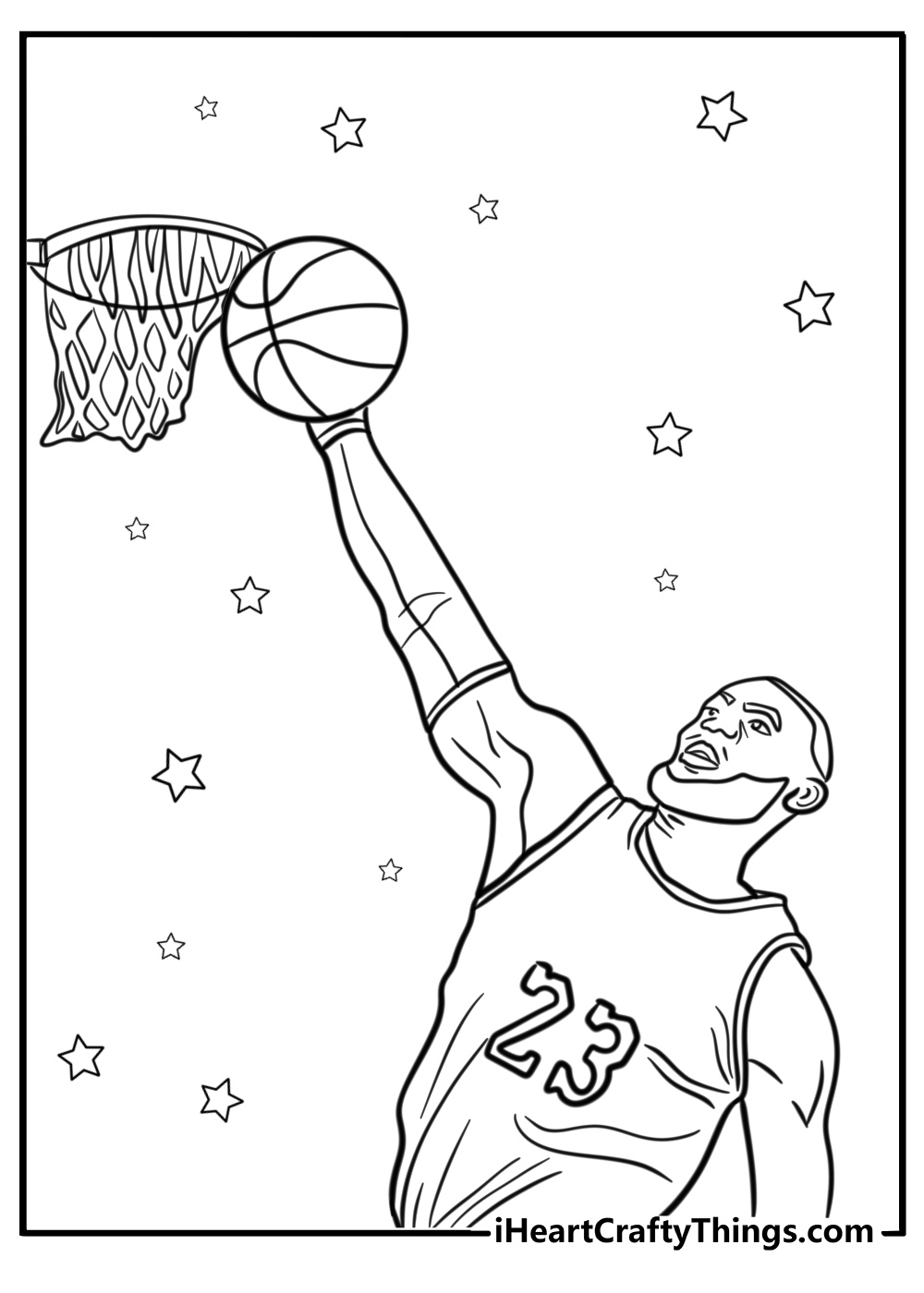 lebron james dunking coloring page