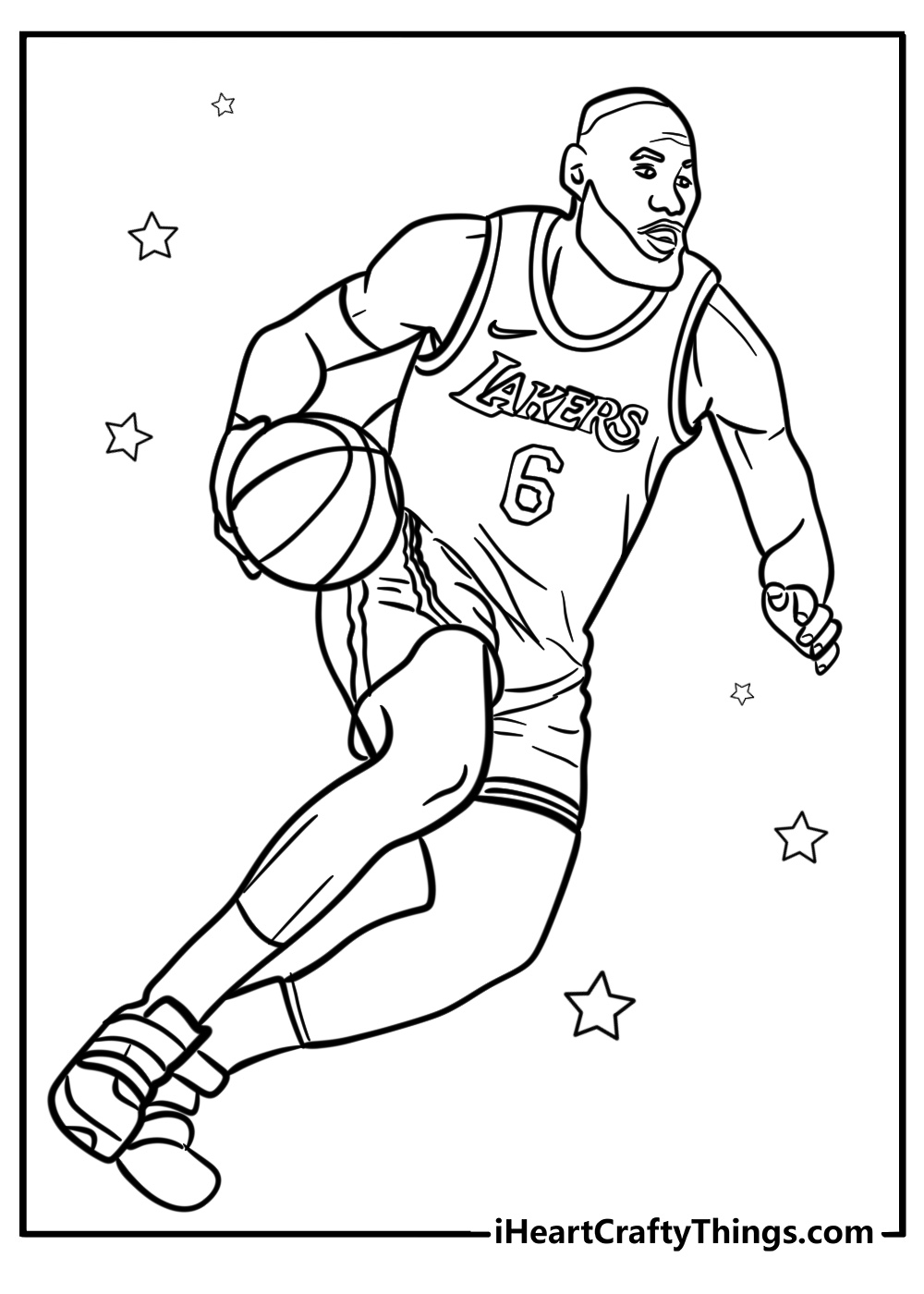 Lebron james in la lakers jersey printable to color