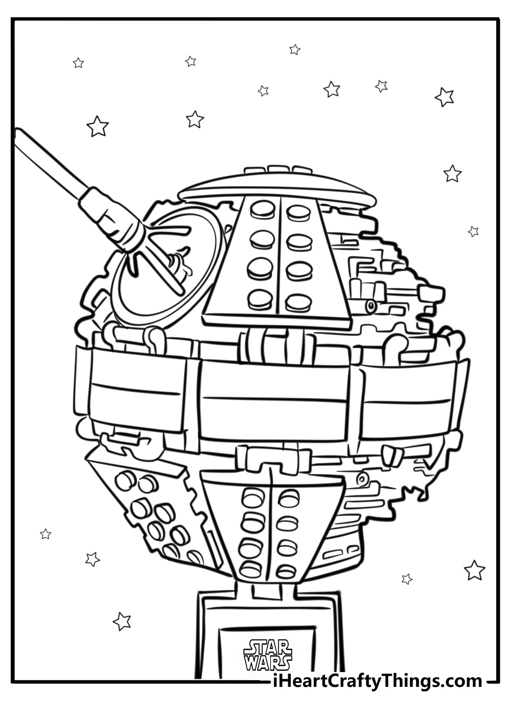 Lego death star over the galaxy coloring sheet