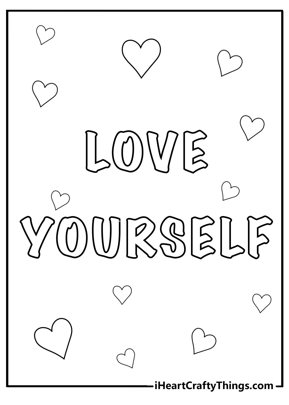 Love yourself free printable quote coloring page pdf