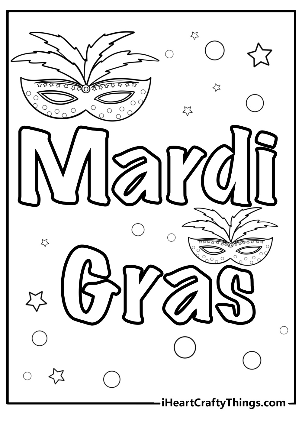 Mardi gras mask with feathers coloring page for kids