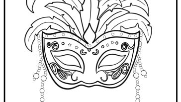 Mardi gras mask with intricate design detailed coloring sheet