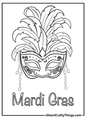 Mardi gras mask with intricate design detailed coloring sheet