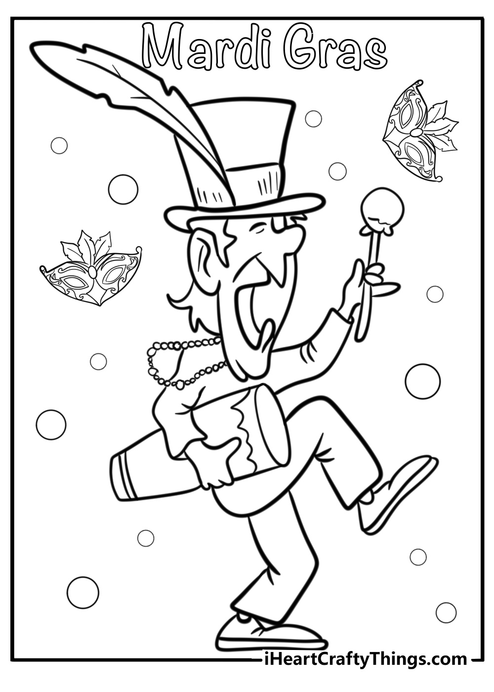 Mardi gras parade dancers free printable coloring page