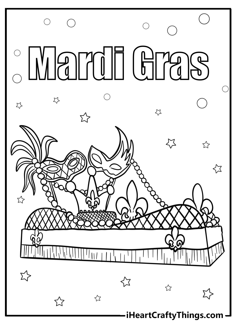 Mardi gras parade float fun coloring sheet