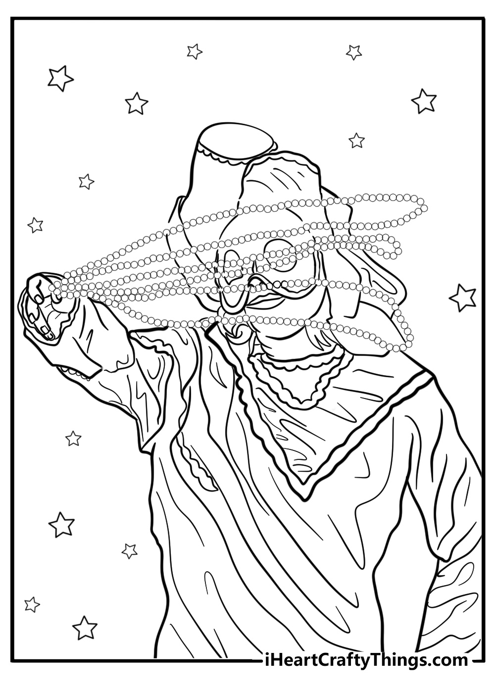 Mardi gras revelers throwing beads free paf coloring page