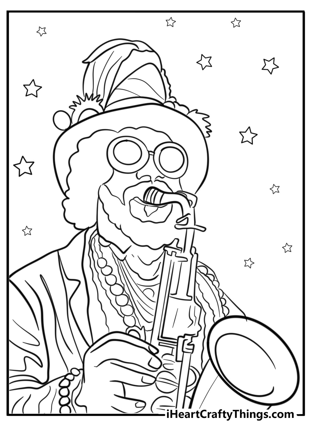 Mardi gras street musicians fun coloring sheet for kids