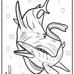 Megalodon attacking a prey free coloring page pdf