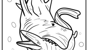 Megalodon attacking a prey free coloring page pdf