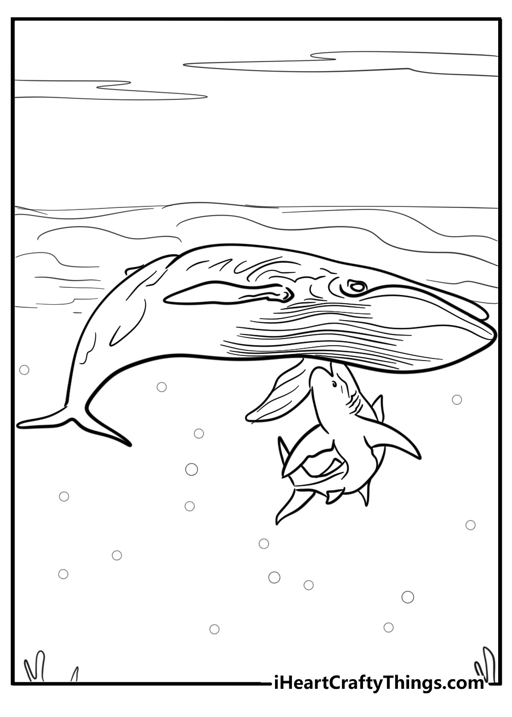 Megalodon attacking a whale detailed coloring page