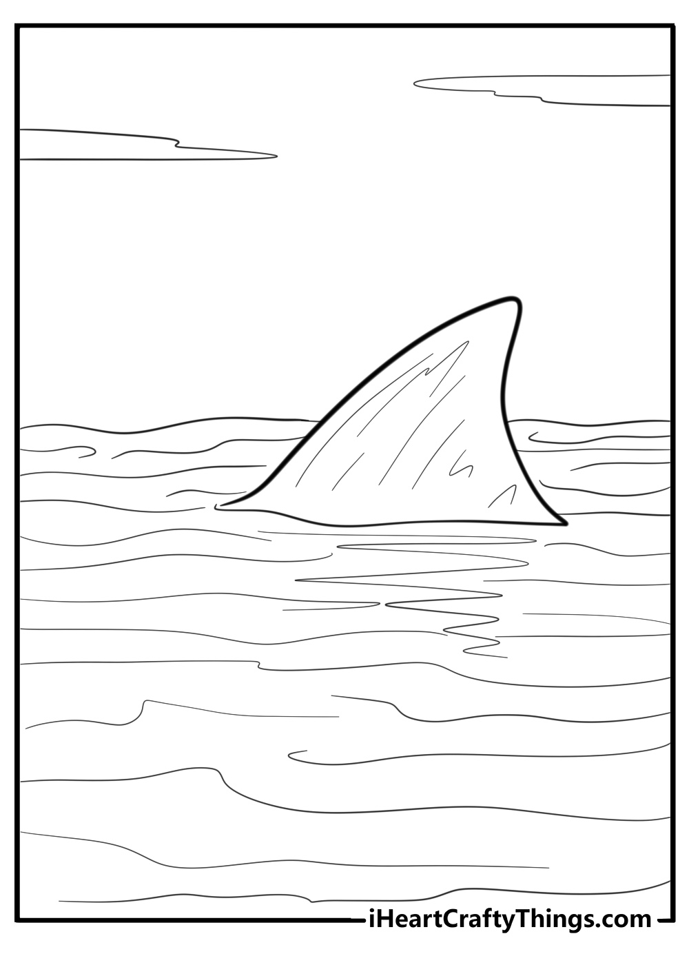 Megalodon dorsal fin above water free pdf coloring page