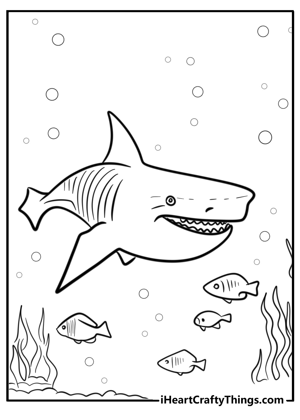 Megalodon hunting in deep water free printable coloring page