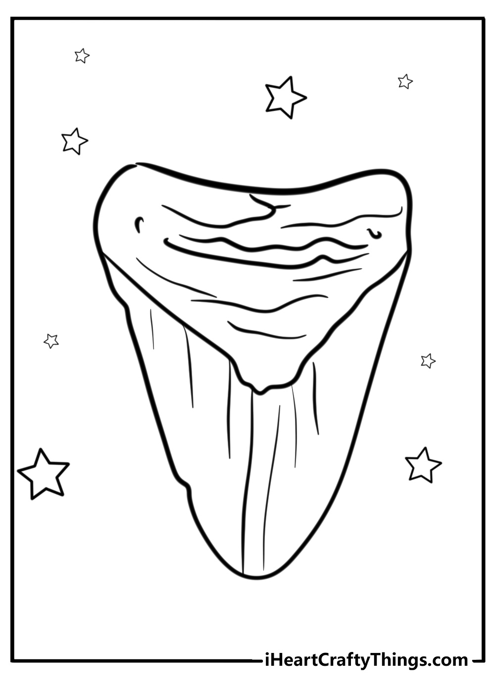 Megalodon tooth fossil fun printable coloring page for kids