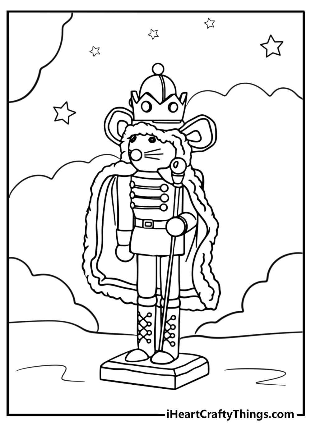 Mouse king with crown detailed coloring sheet