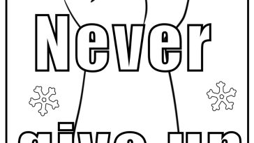 Never give up free motivational quote coloring page pdf