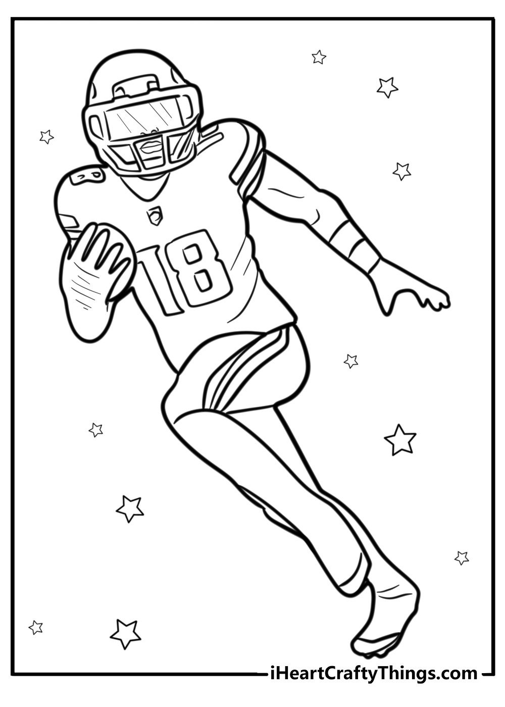 Nfl justin jefferson running detailed coloring page