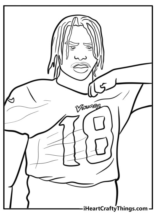 Nfl star justin jefferson printable coloring sheet