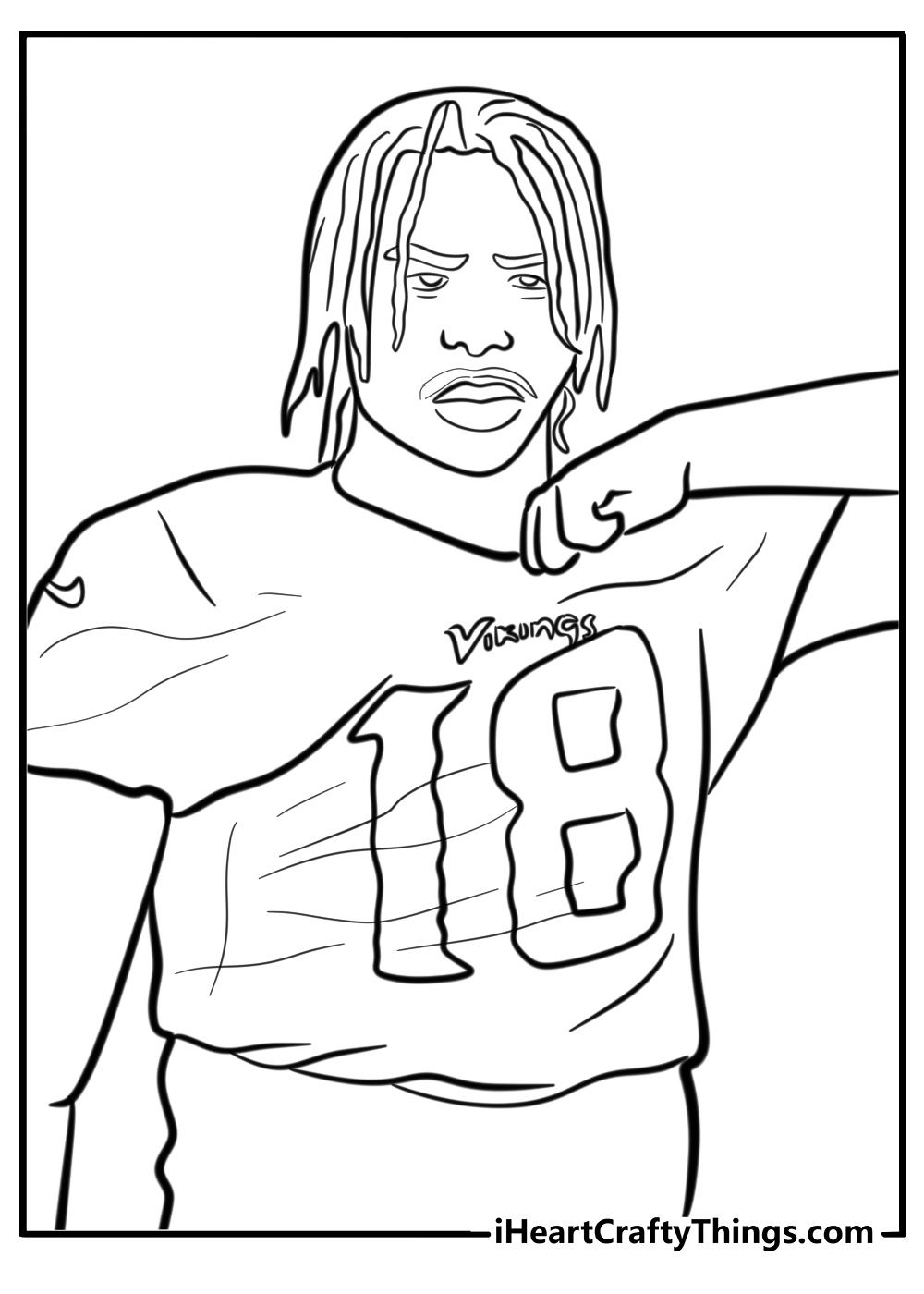 Nfl star justin jefferson printable coloring sheet