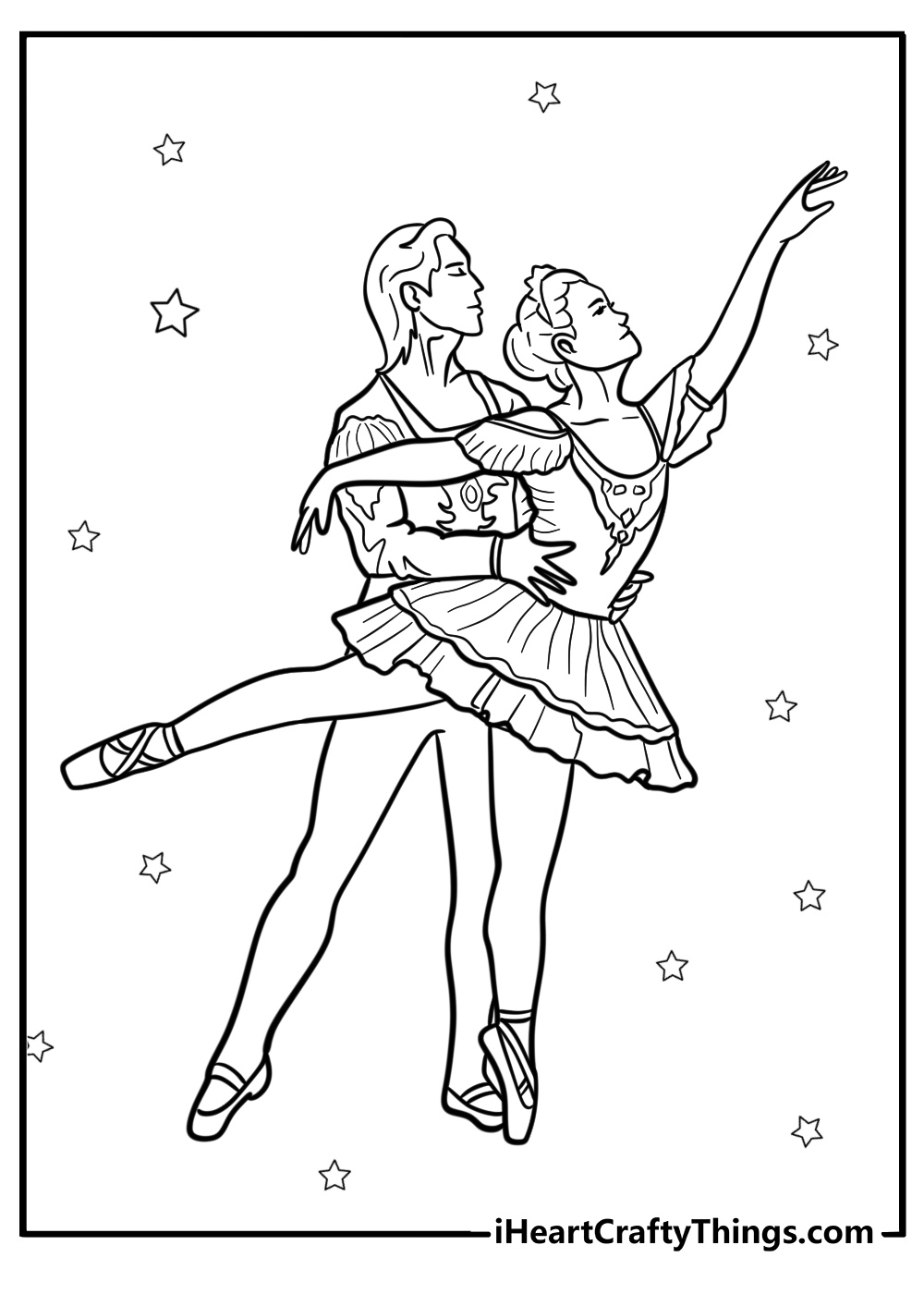 Nutcracker prince and sugar plum fairy detailed coloring sheet