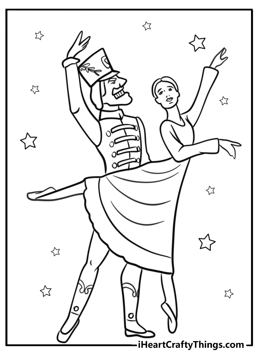 nutcracker prince holding clara fun coloring sheet for kids