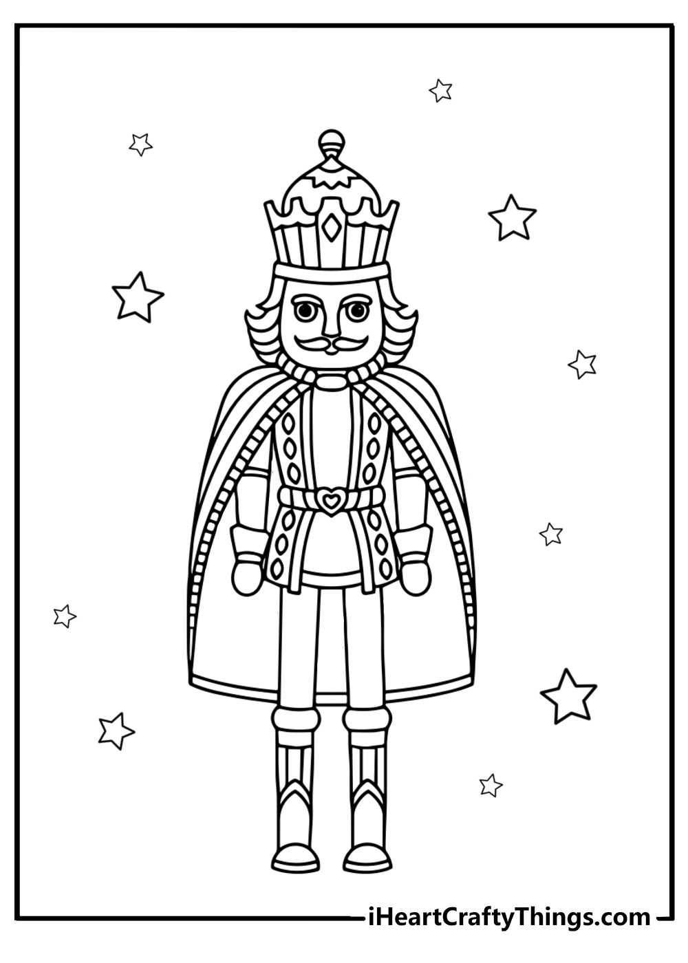 Nutcracker prince in uniform detailed coloring sheet