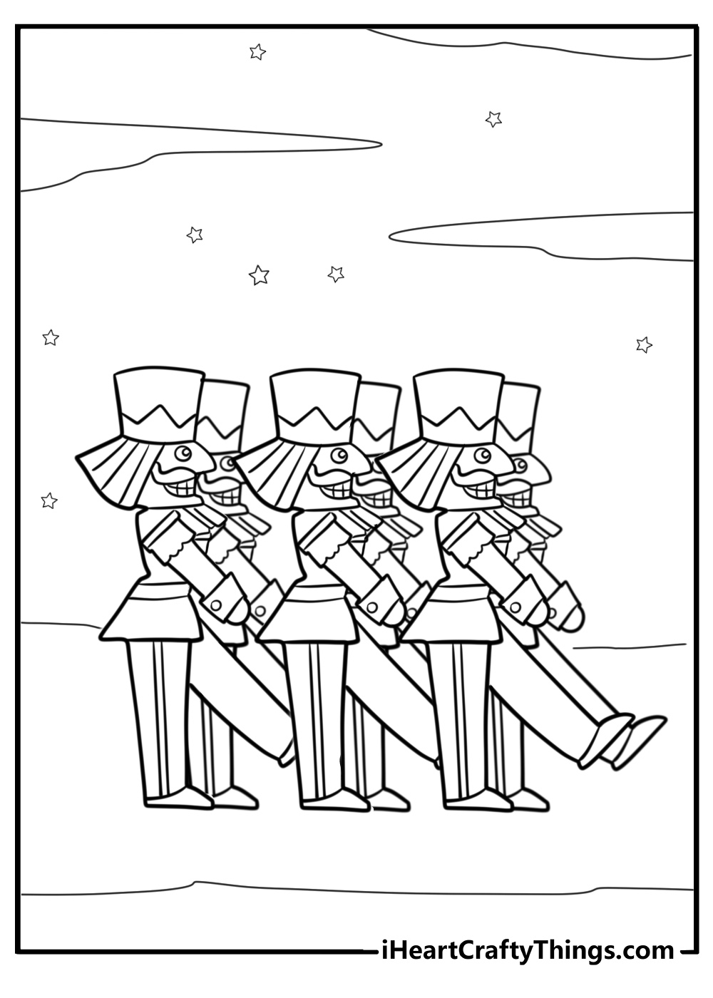 Nutcracker soldier in a parade free coloring page pdf