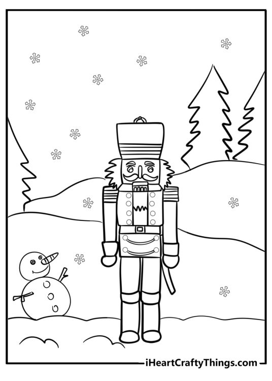 Nutcracker soldier in a snowy landscape free pdf page
