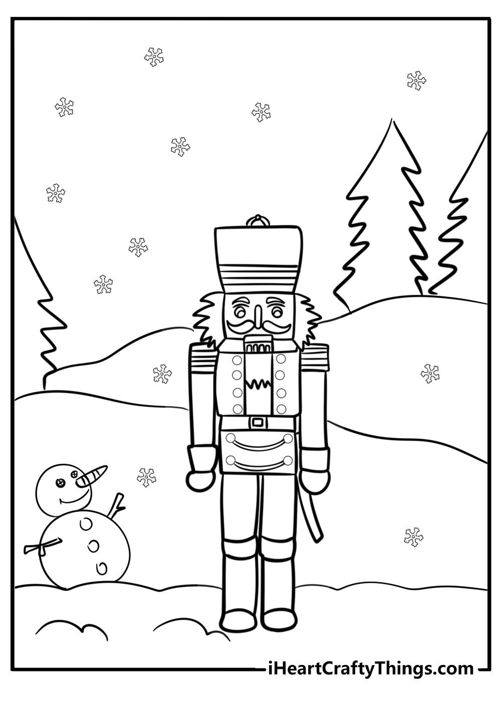 Nutcracker soldier in a  snowy landscape free pdf page