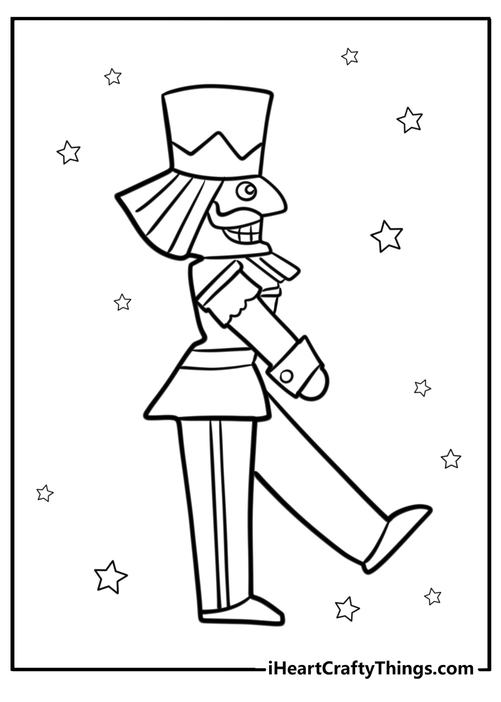 Nutcracker soldier marching fun coloring sheet for kids