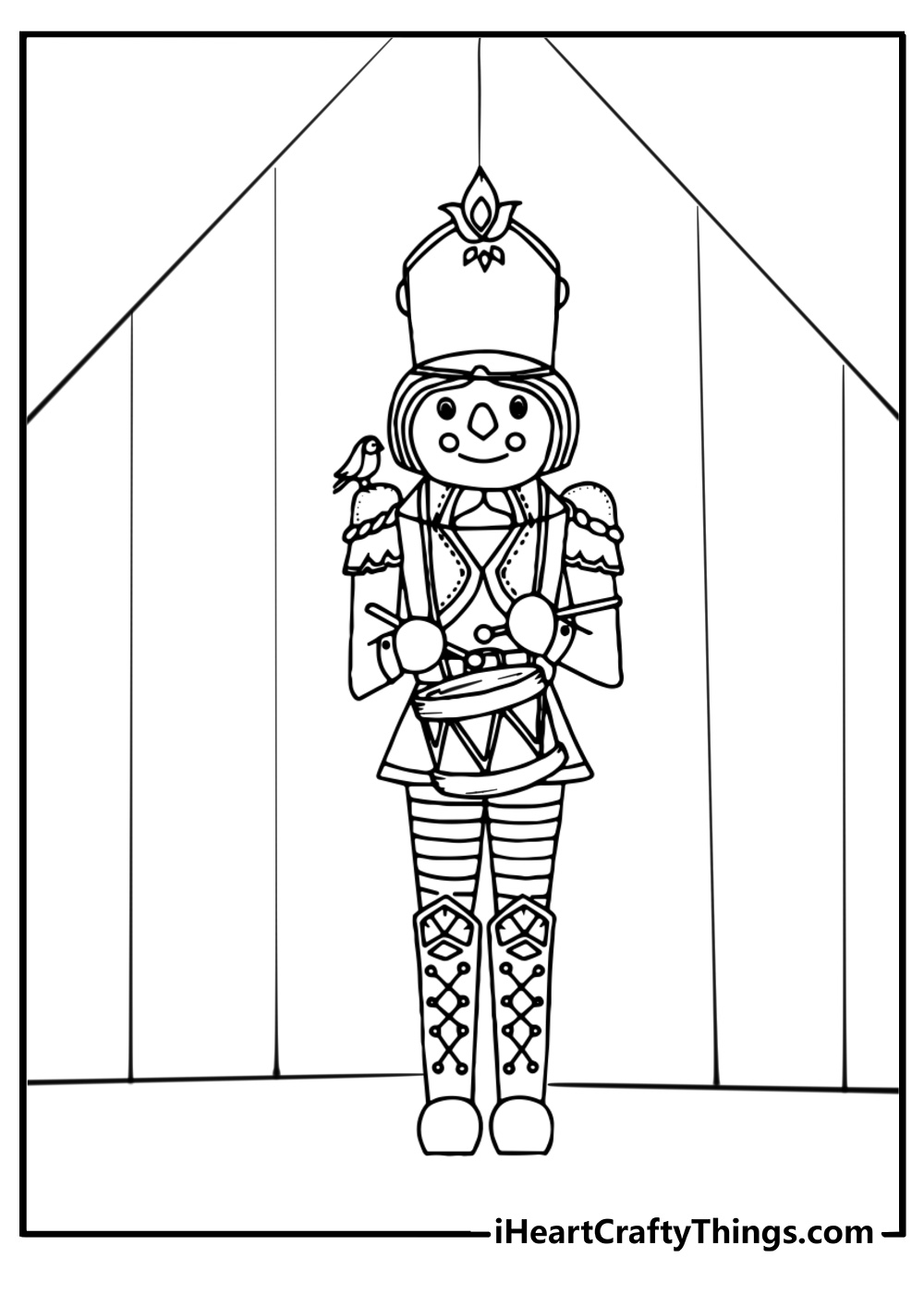 Nutcracker soldier with drum printable coloring page