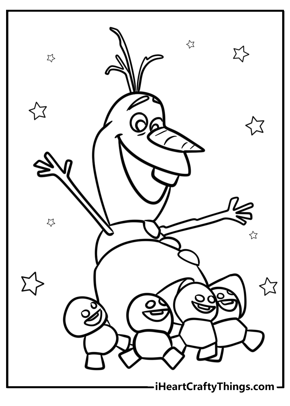 Olaf the Snowman with a Big Grin Free Frozen Coloring Page