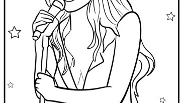 Olivia rodrigo performing at an award show detailed coloring sheet