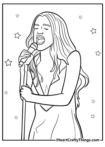 Olivia rodrigo performing at an award show detailed coloring sheet